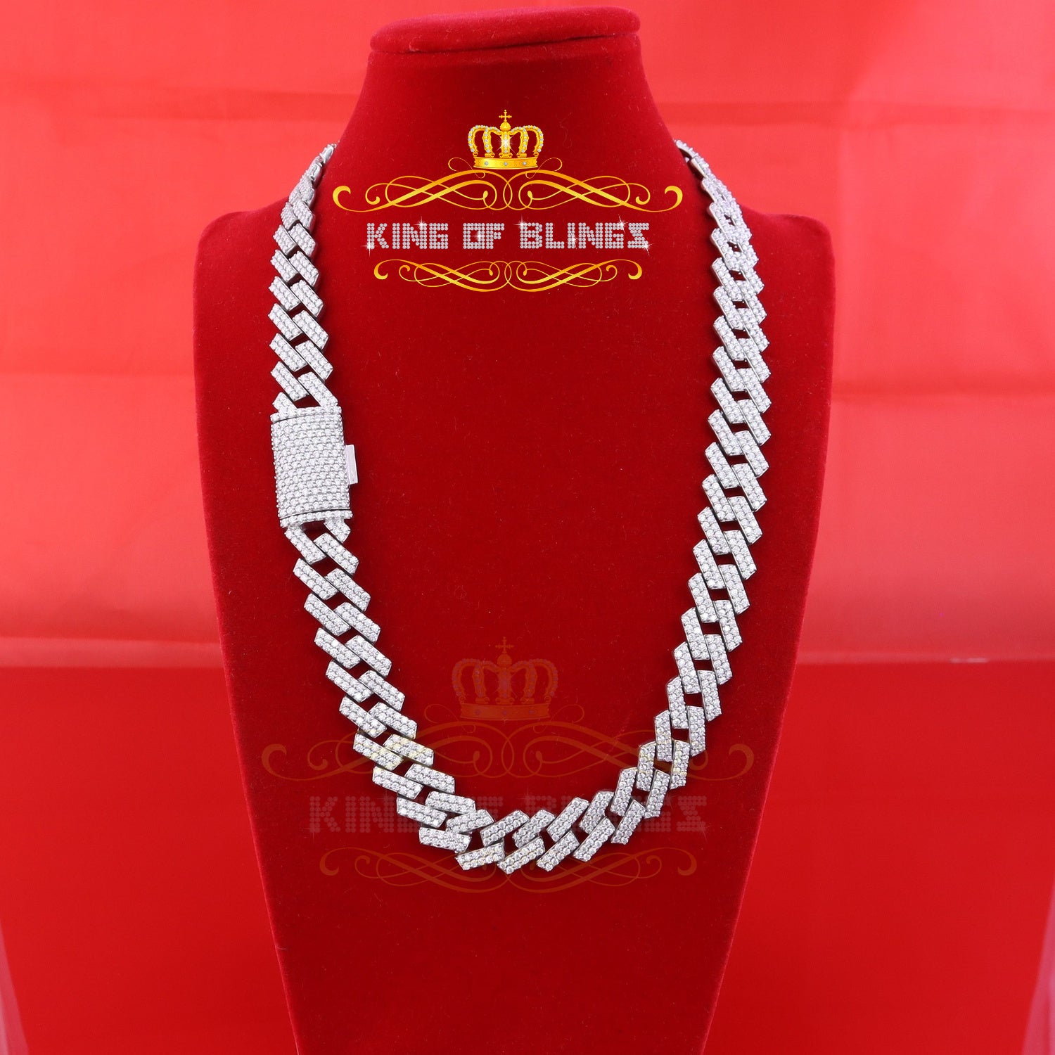 925 Silver 40ct Moissanite White Men's Cuban Necklace SZ 20inch & 16mm Width KING OF BLINGS