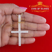 King of Bling's Yellow Sterling Silver CROSS Pendant with Cubic Zirconia Stone KING OF BLINGS