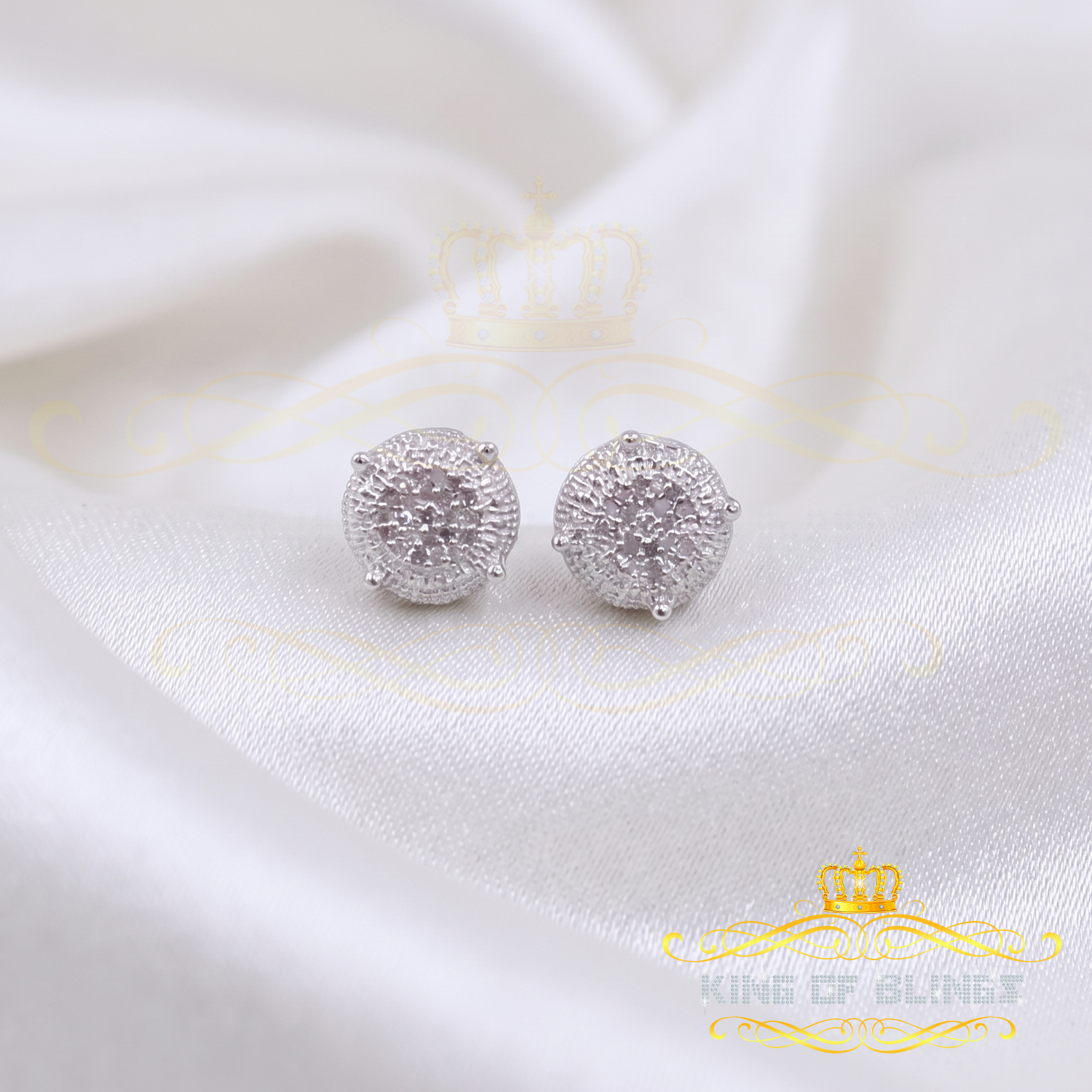 King Of Bling's 925 Sterling Silver 0.10ct Diamond For Women's & Men's White Stud Round Earring KING OF BLINGS