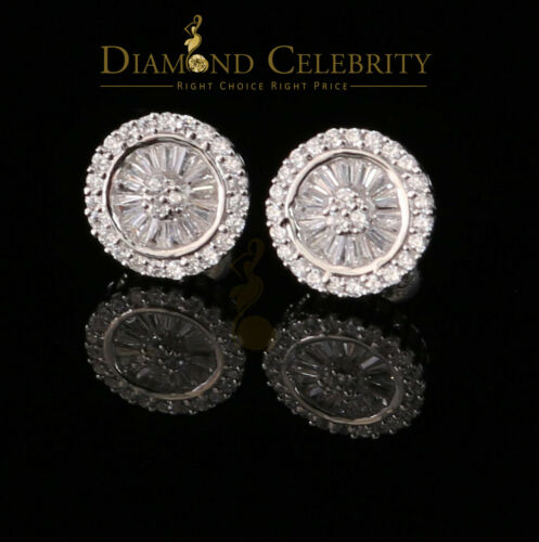 DiamondCelebritees  0.52ct Cubic Zirconia 925 White Sterling Silver Women's Hip Hop Round Earrings