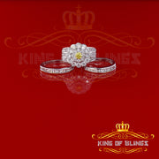 King Of Bling'sWhite Silver 7.50ct CZ Flower 7 stone Double Halo Bridal Women's Ring Size 7 KING OF BLINGS