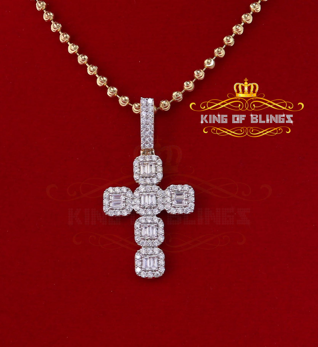 King Of Bling's King of Bling's Yellow Sterling Silver Cross Pendant with 2.96ct Cubic Zirconia