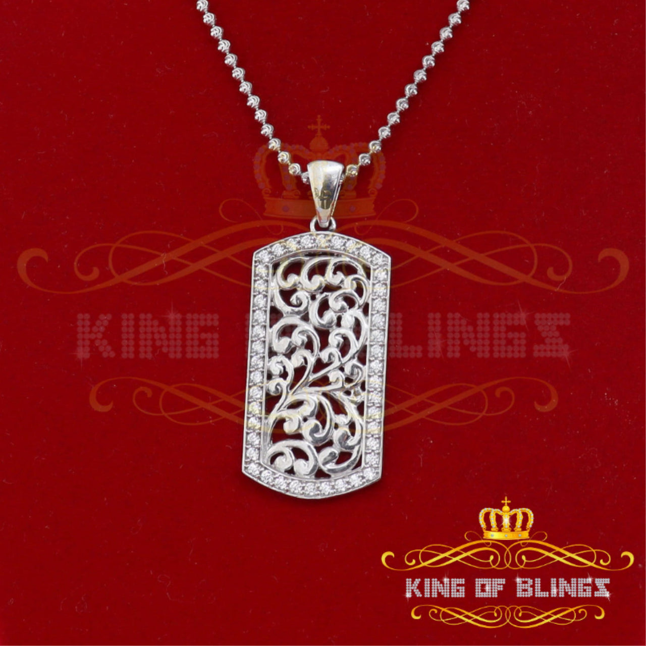 King of Bling's White 925 Sterling Silver DESIGNER Frame Pendant With 2.64ct Cubic Zirconia KING OF BLINGS