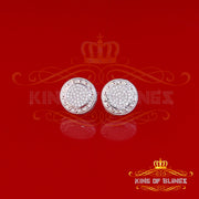 King of Blings- 925 White Sterling Silver 0.78ct Cubic Zirconia Hip Hop Round Earring for Women KING OF BLINGS