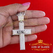 White CROSS Shape 925 Sterling Sliver Pendant with 6.40ct Cubic Zirconia Stone KING OF BLINGS