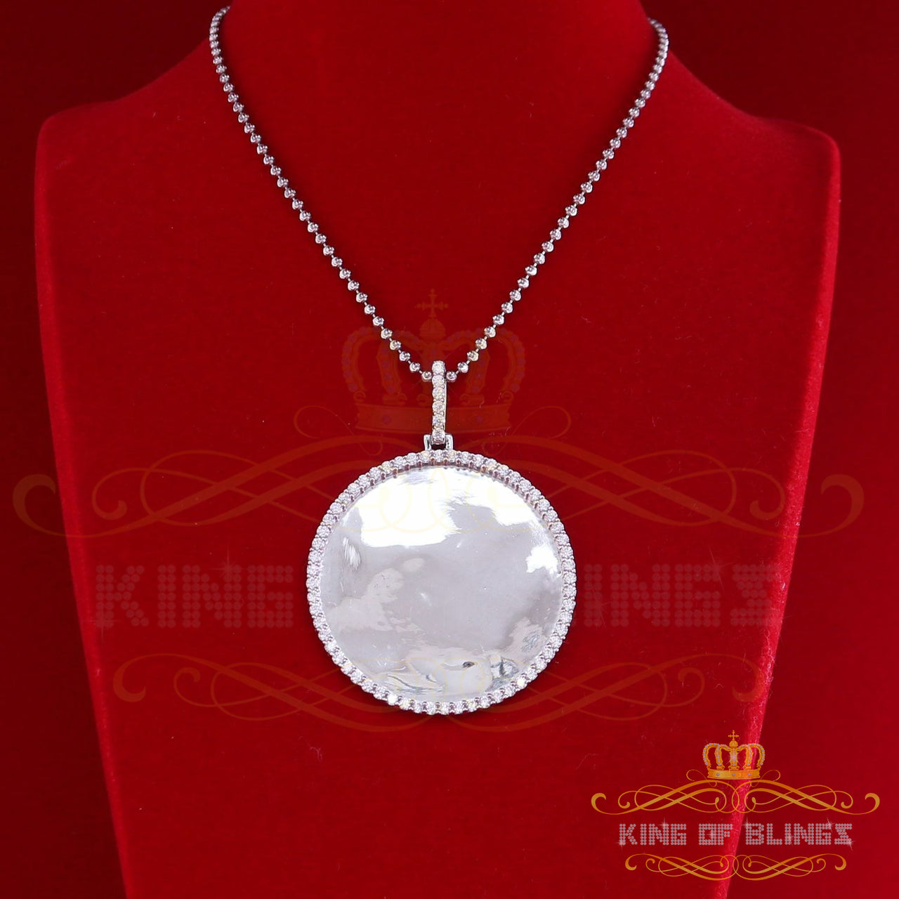 King of Bling's White 925 SilverSterling Charming Necklace Pendant with 3.96ct Cubic Zirconia