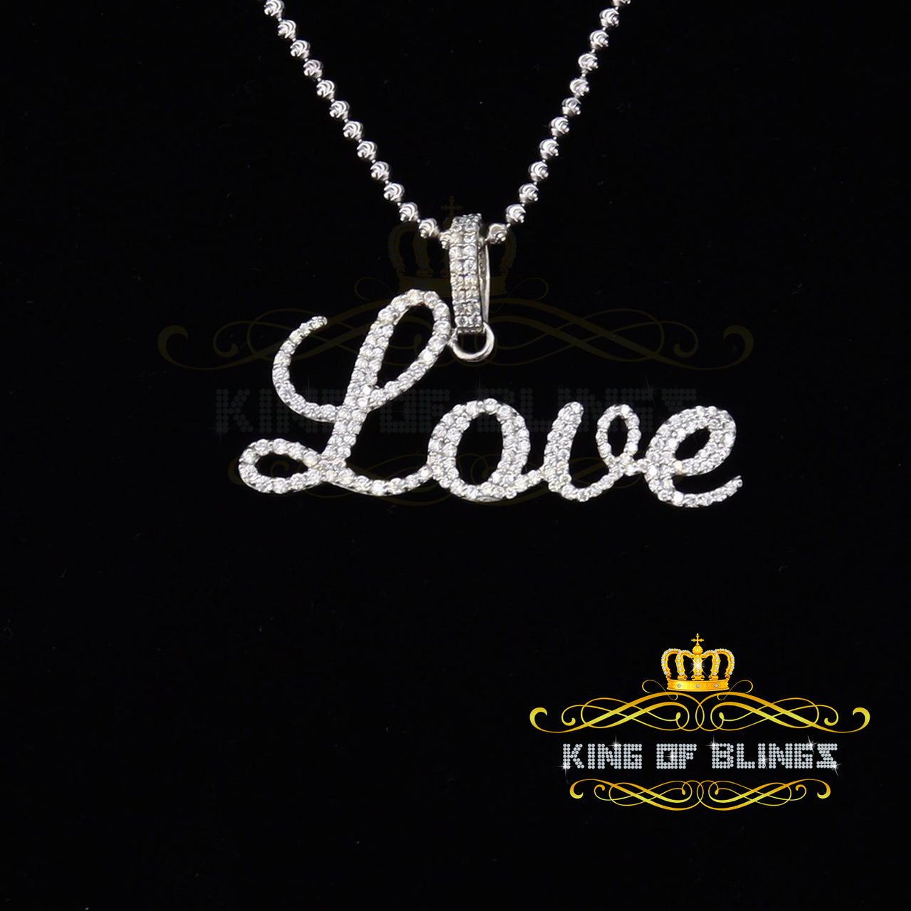 Create Your Own Custom Design in 925 Sterling Silver1.75 inch " LOVE" 925 Sterling Silver Pendant 2.08ct Cubic Zirconia