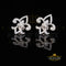 King of Blings- 925 White Silver 0.60ct Cubic Zirconia Fleur de Lis Screw Back Women's Earrings KING OF BLINGS