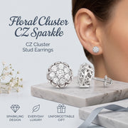 King of Bling's 1.14ct Cubic Zirconia 925 White Silver Women's & Men's Hip Hop Flower Earrings KING OF BLINGS