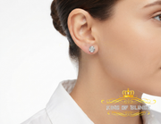 King Of Bling's 925 Sterling Silver 0.05ct Diamond White Stud For Women's Style Round Earrings KING OF BLINGS