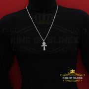 King Of Bling's 4.00ct VVS D Silver Moissanite Pear Shape Stone White Charm Ankh Men's Pendant KING OF BLINGS