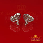 King Of Bling's 0.33ct Diamond Heart White 925 Sterling Silver Earrings For Men's / Women's KING OF BLINGS