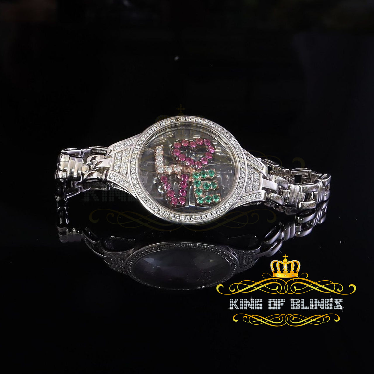 925 Silver White Men's/Womens Bracelet Floating Love Cubic Zirconia Size 7 Inch