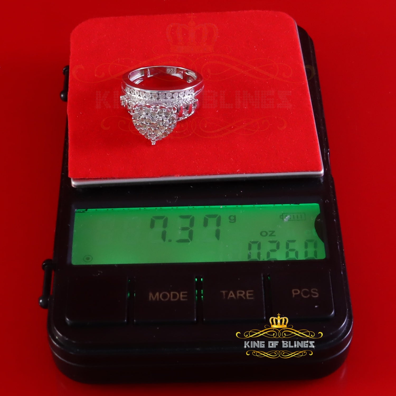 King Of Bling's New Cindarella Heart Ring SZ 7 Real Diamond 0.25ct White 925 Silver for Women King of Blings