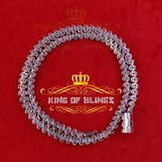 925 Silver White 20ct Moissanite Tennis Men's Necklace size 21.5 inch & Widt 6mm KING OF BLINGS