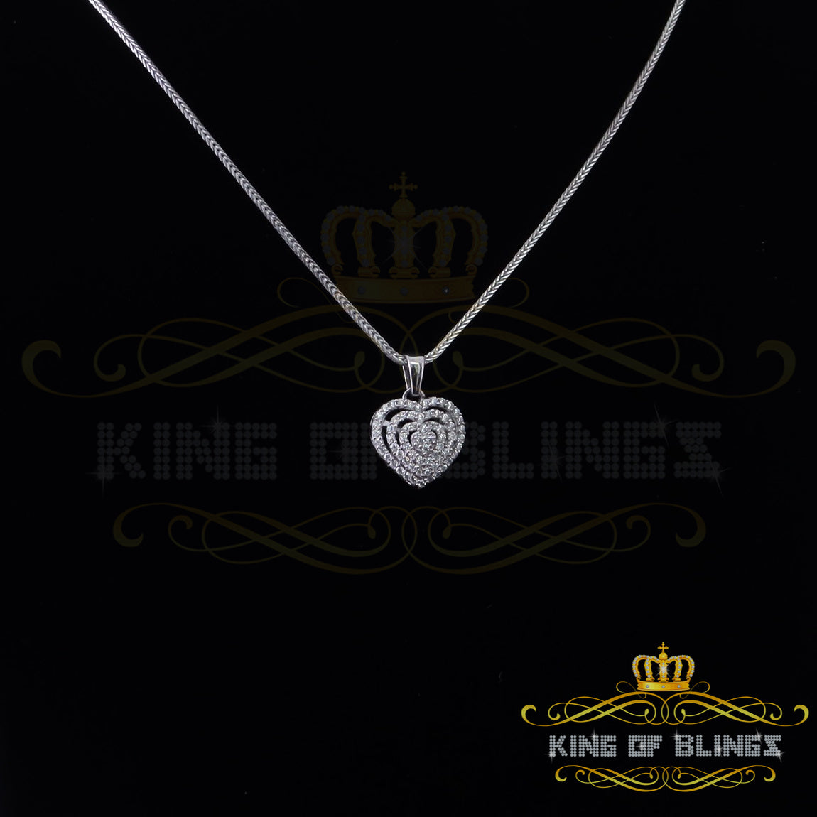 King Of Bling's Promise White Sterling Silver Heart Shape Pendant with 0.87ct Cubic Zirconia
