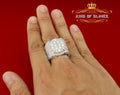 925 White Sterling Silver Cubic Zirconia Stone 18.25ct Men's Ring Size - 11 KING OF BLINGS