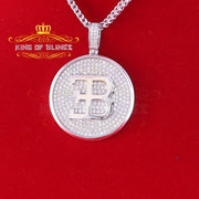 King Of Bling's White Sterling Silver Numeric BE Letter Pendant with 3.04ct Cubic Zirconia Stone KING OF BLINGS