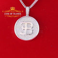 White Sterling Silver Numeric BE Letter Pendant with 3.04ct Cubic Zirconia Stone KING OF BLINGS