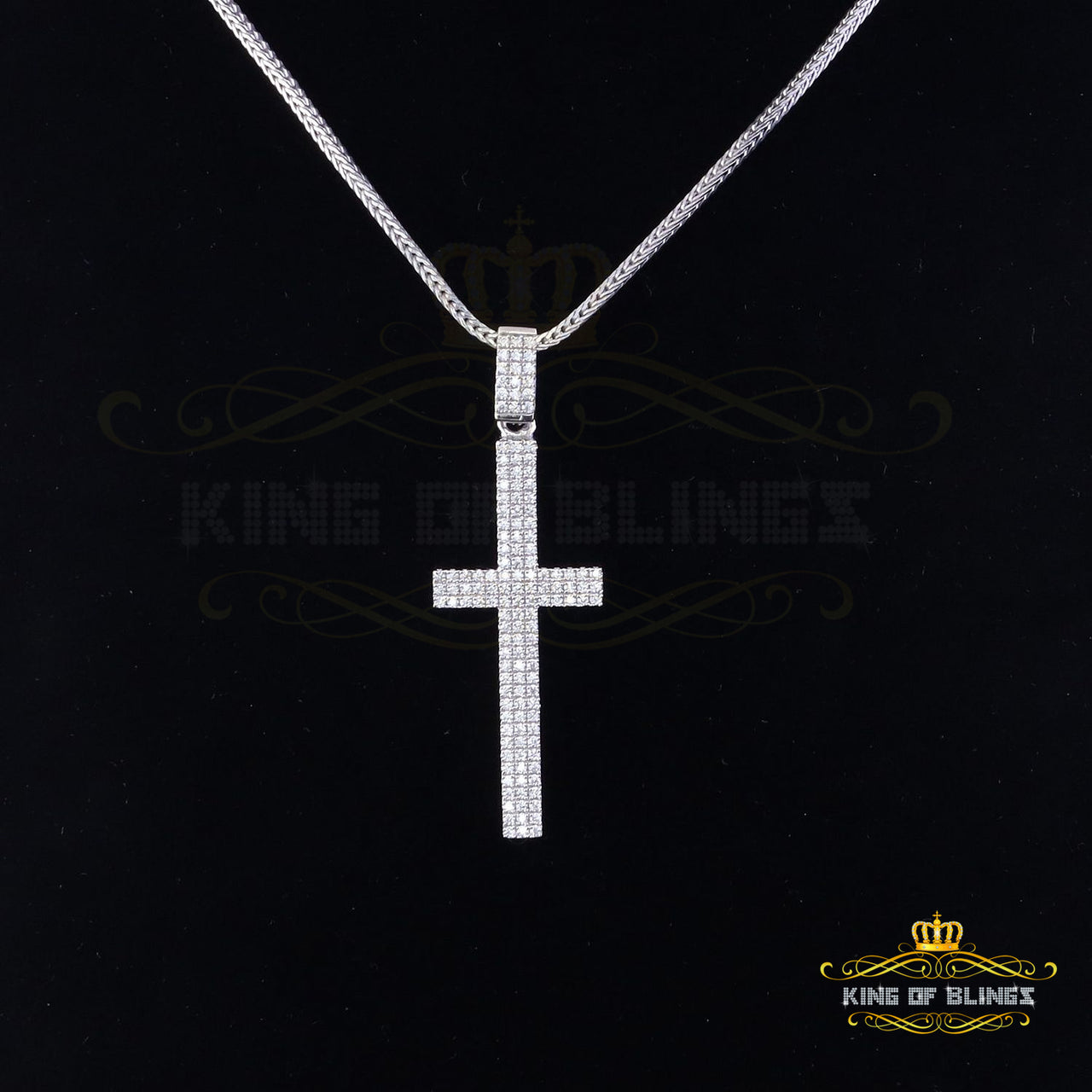 Attractive Fancy 925 Sterling White Silver CROSS Pendant 1.41ct Cubic Zirconia