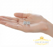 King Of Bling's 0.05ct Diamond Square Earrings For Women White 925 Sterling Silver Stud For Men KING OF BLINGS