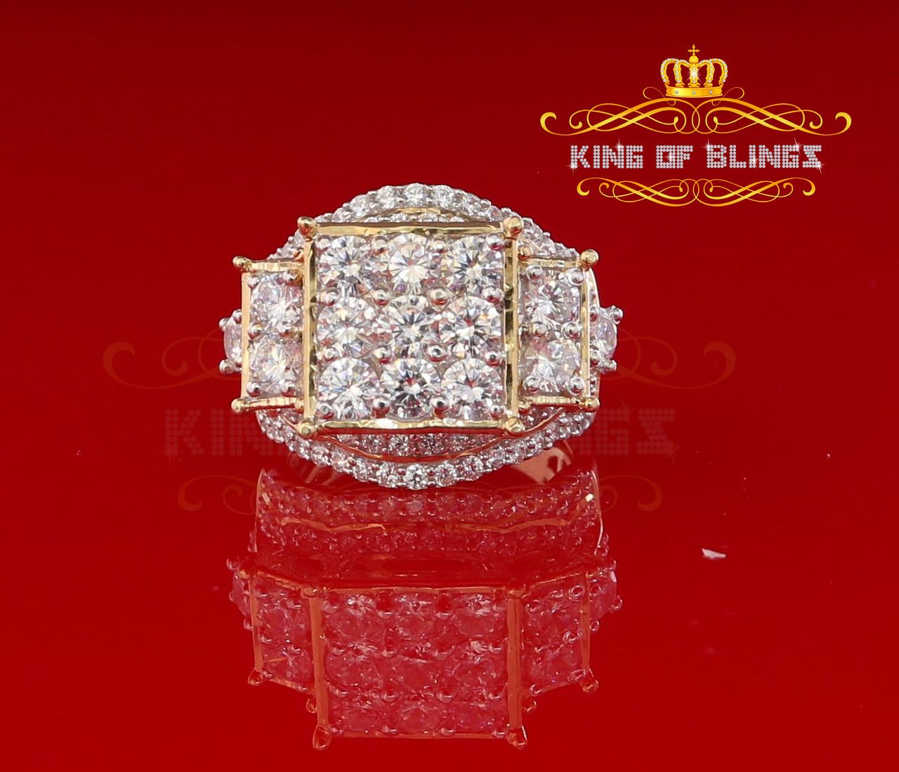 King Of Bling's 925 Sterling Yellow Silver 7.76ct Cubic Zirconia Square Women's Ring Sz9 KING OF BLINGS