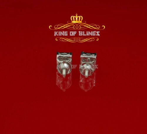 King of Bling's Hip Hop 925 White Silver Screw Back 0.6ct Cubic Zirconia Women's Square Earrings KING OF BLINGS