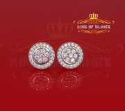 King of Blings- Aretes Para Hombre 925 White Silver 1.78ct Cubic Zirconia Round Women's Earrings KING OF BLINGS