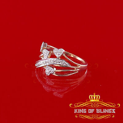 King of Bling's  Real 0.05CT Real Diamond Real 10kt Yellow Gold Womens HEART ARROW Ring Size 6.5 KING OF BLINGS