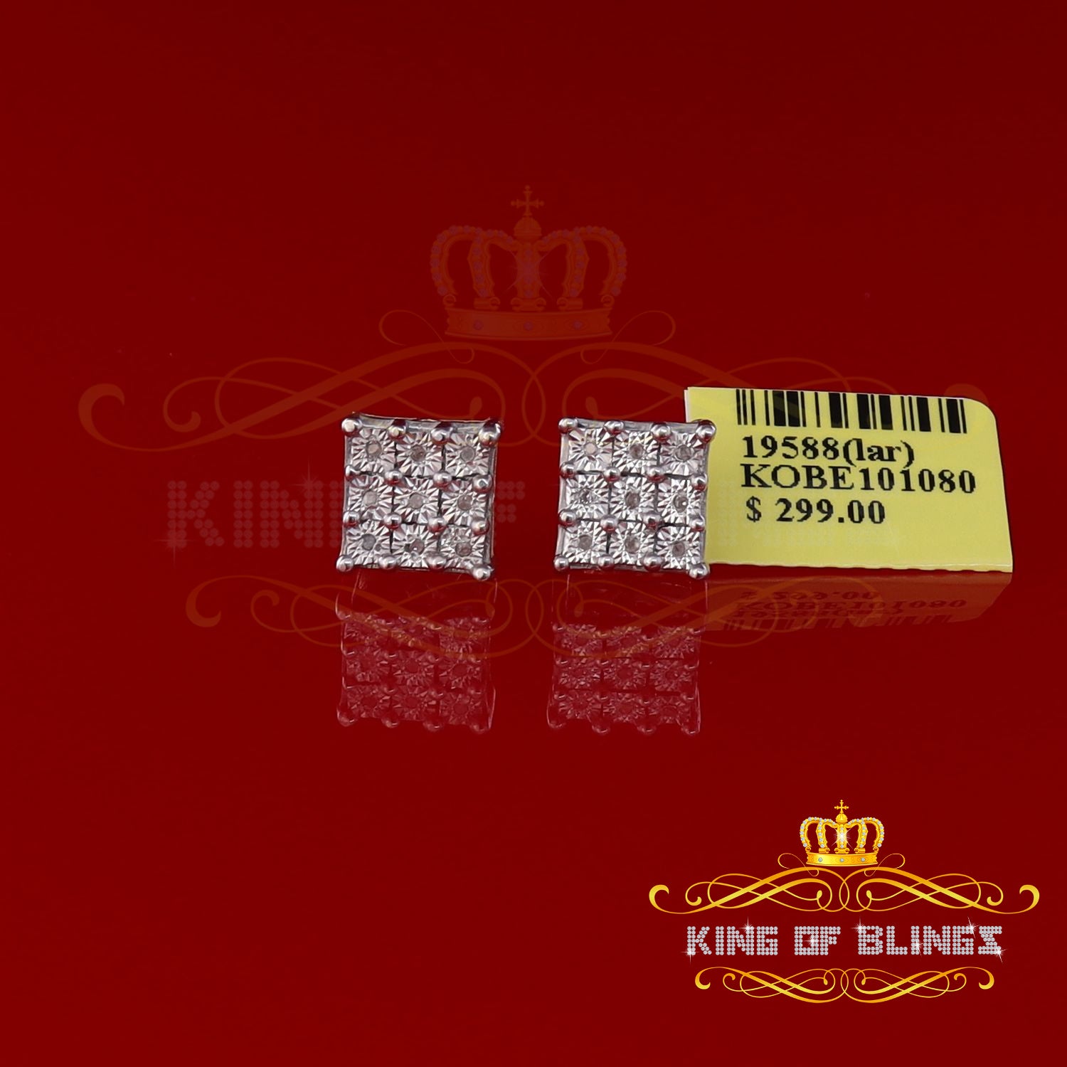 King of Blings-0.08 ct Diamond Hip Hop Women's & Men's Stud Earrings 925 Yellow Sterling Silver KING OF BLINGS
