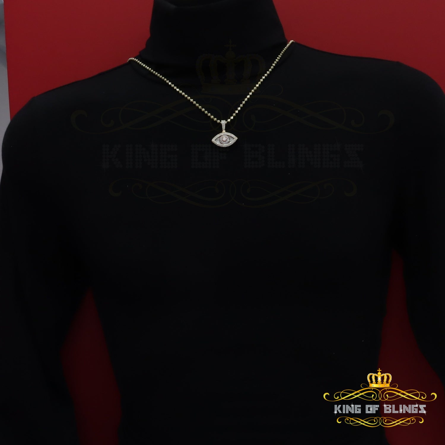 King Of Bling's Yellow 2.0ct VVS D Moissanite Sterling Silver Charm Evil Pendant Men's & Women's KING OF BLINGS