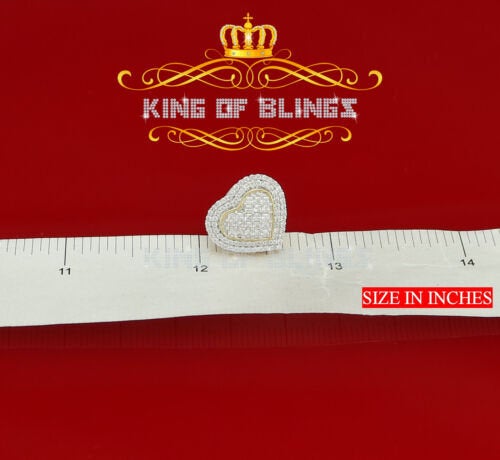 King of Bling's HIp Hop Yellow Sterling Silver Women's & Men 1.44ct Cubic Zirconia Heart Earring KING OF BLINGS