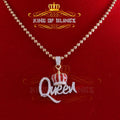 King Of Bling's King 2ct Real Moissanite Sterling Silver Yellow "QUEEN with CROWN BELL Pendant KING OF BLINGS