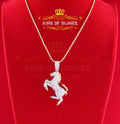 Yellow 925 Sterling Silver Horse Shape Pendant with 4.15ct Cubic Zirconia Stone KING OF BLINGS