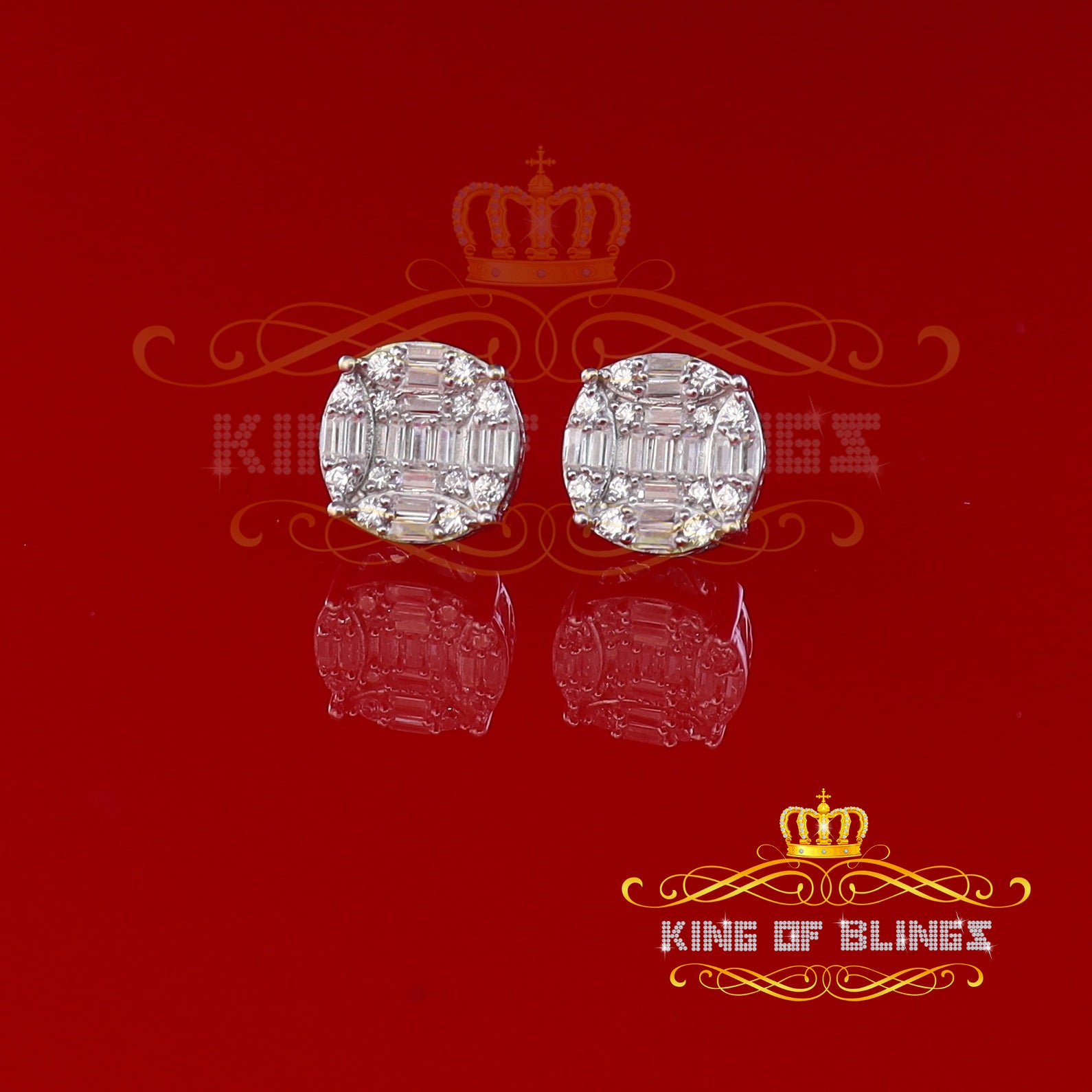 King of Blings- 925 Silver Real 1.02ct Cubic Zirconia Round White Earrings For Men's & Women's KING OF BLINGS