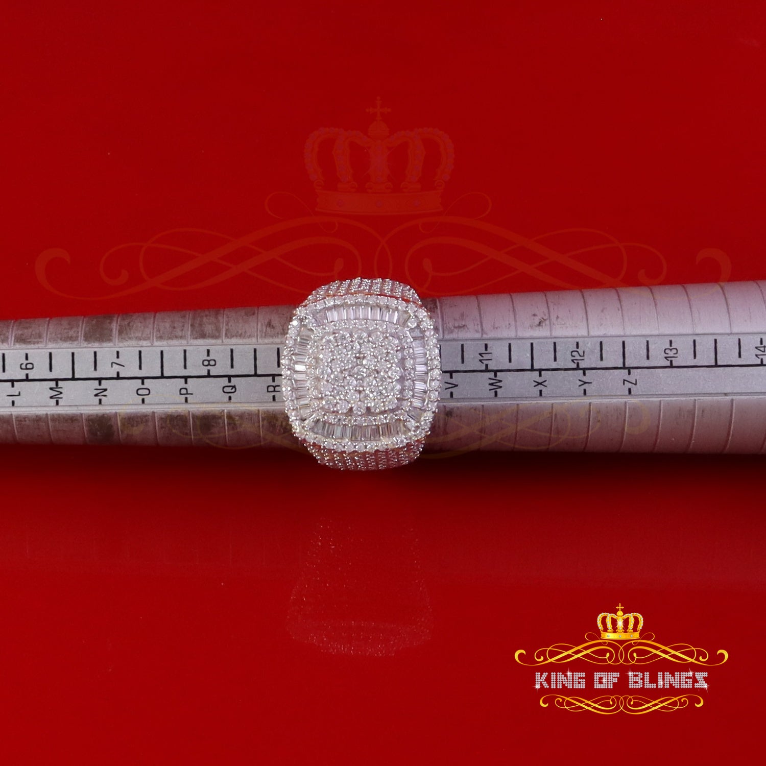 King of Bling's Yellow 925 Silver 6.50ct VVS 'D' Moissanite Stone Square Men's Rings Size 10 King of Blings