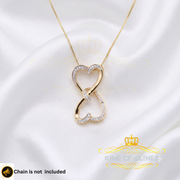 King Of Bling's Real 0.15 ct Diamond Sterling Silver Double Heart Charm Necklace Yellow Pendant KING OF BLINGS