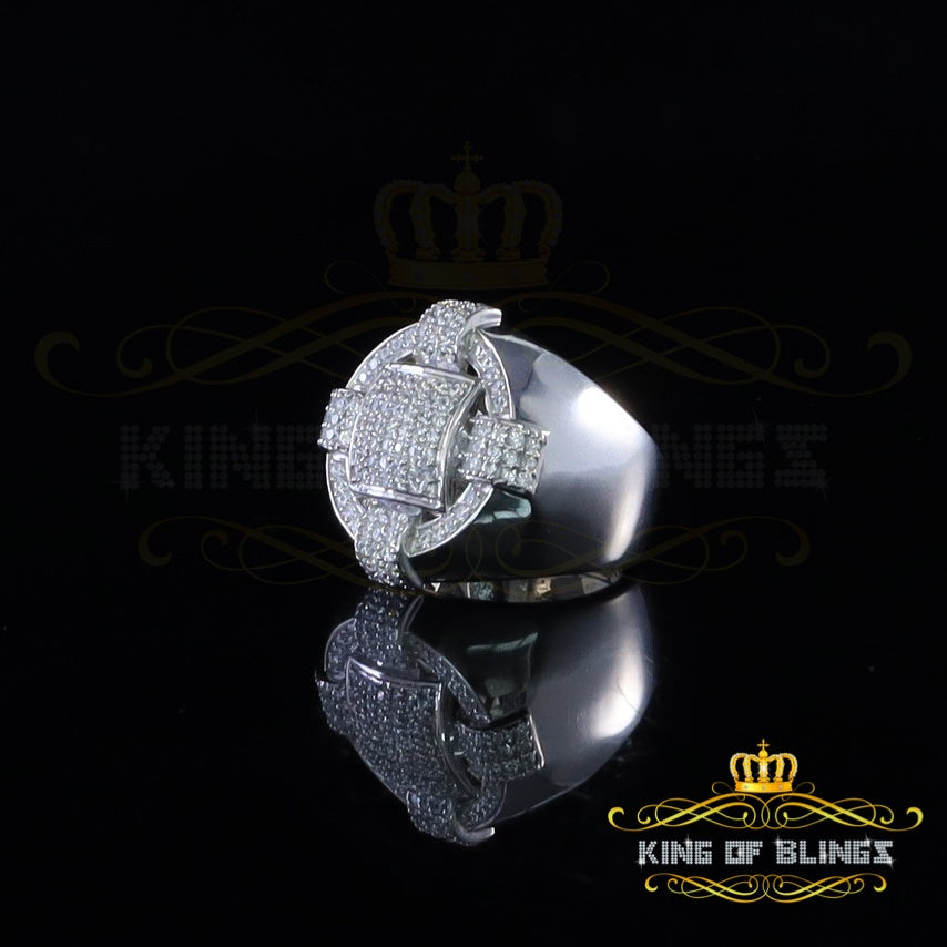 King Of Bling'sWhite Silver Square 3.80ct Cubic Zirconia Womens Adjustable Ring From SZ 10 to12