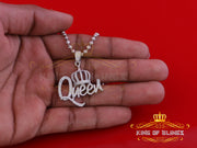 King Of Bling's Surprise 1.00ct Real Moissanite White 925 Silver Pendant for your Queen W/ crown King Of Blings