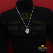 King Of Bling's Pendant 8.0ct VVS D Moissanite White Sterling Silver Charm Hamsa Men's & Women's KING OF BLINGS