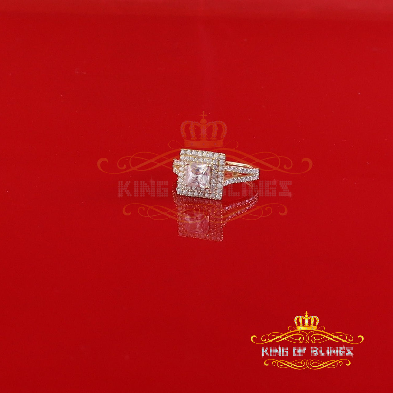 King Of Blings  10K Yellow Gold 2.00CT 'VVS' 'FL' D clr Princess Cut Moissonite Womens Ring S/7 KING OF BLINGS