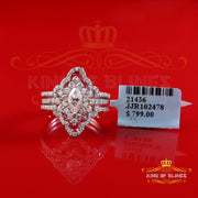 King of Bling's 2.00ct VVS 'D' Marquise Moissanite 925 Sterling Silver White Rings Size 7 Womens King of Blings
