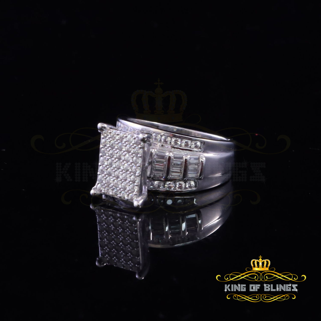 King Of Bling's925 Sterling White 2.25ct Cubic Zirconia Silver Cinderella Women's Ring size 8