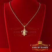King Of Bling's Promise Yellow 925 Sterling Silver Fleur de Lis Pendant 0.50ct Cubic Zirconia KING OF BLINGS