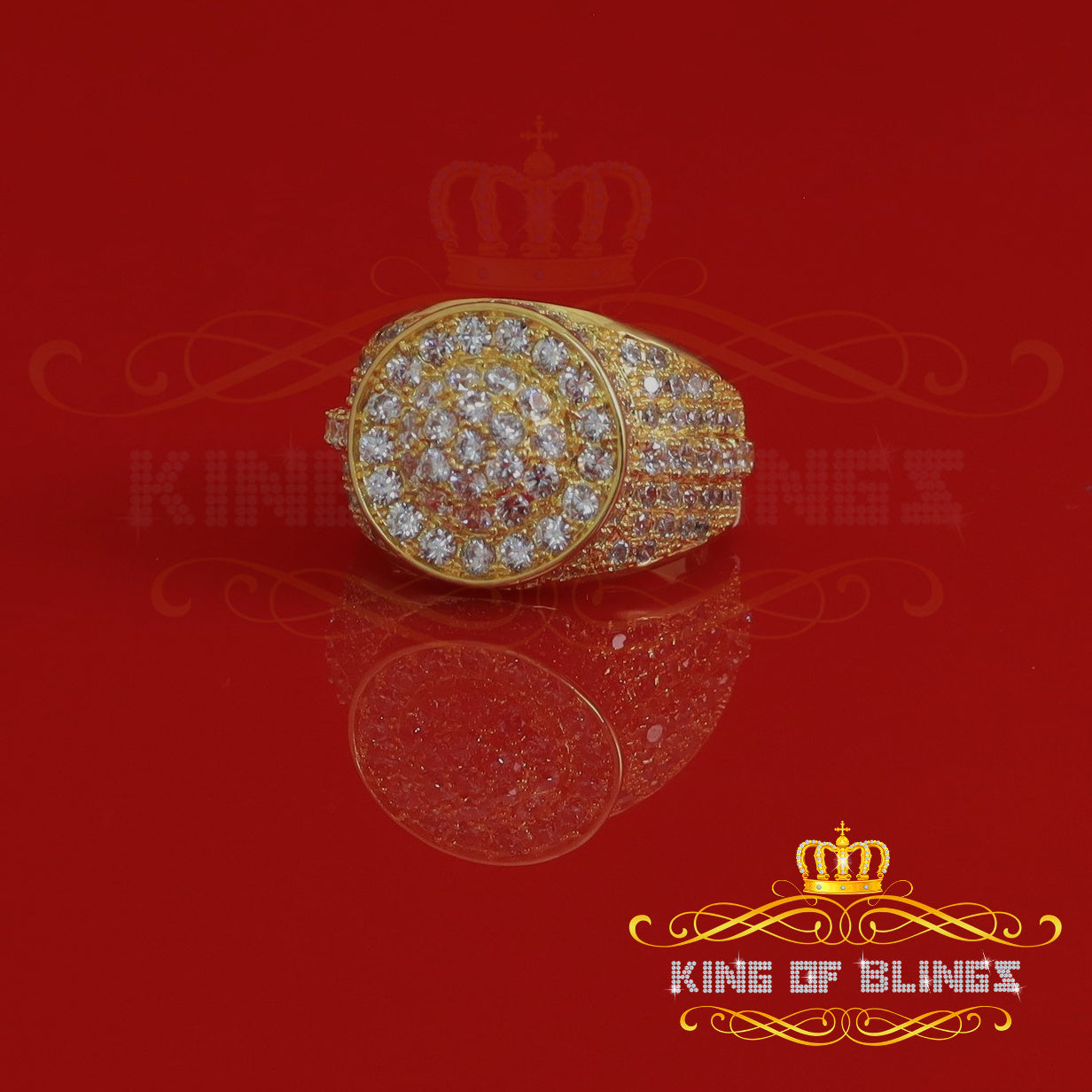 King Of Bling's King Of Blings 6.00ct Cubic Zirconia Yellow Silver Set Womens Round Ring Size 7