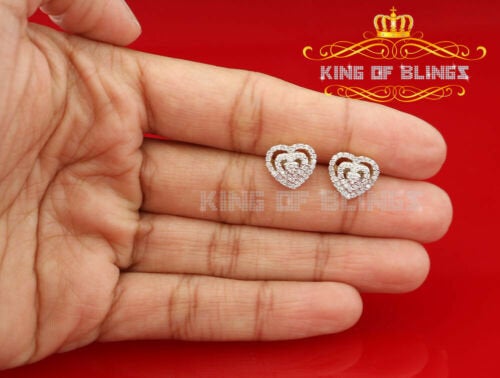 King of Bling's 1.07ct Cubic Zirconia 925 Yellow Silver Women's & Men's Hip Hop Heart Earrings KING OF BLINGS
