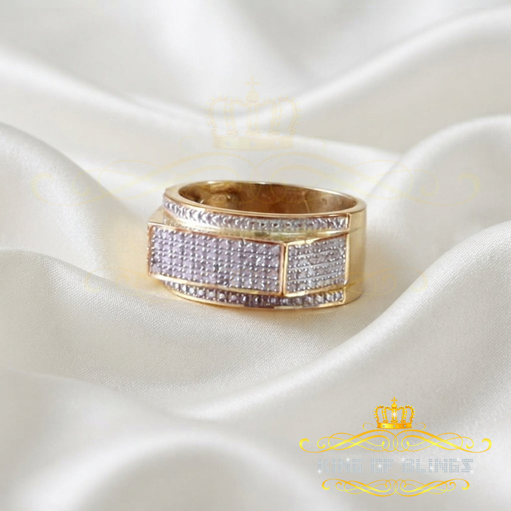 King Of Bling's Trendy Real Micro Diamond Men's 0.33ct 925 Silver Yellow Band Style Ring Size 10 KING OF BLINGS