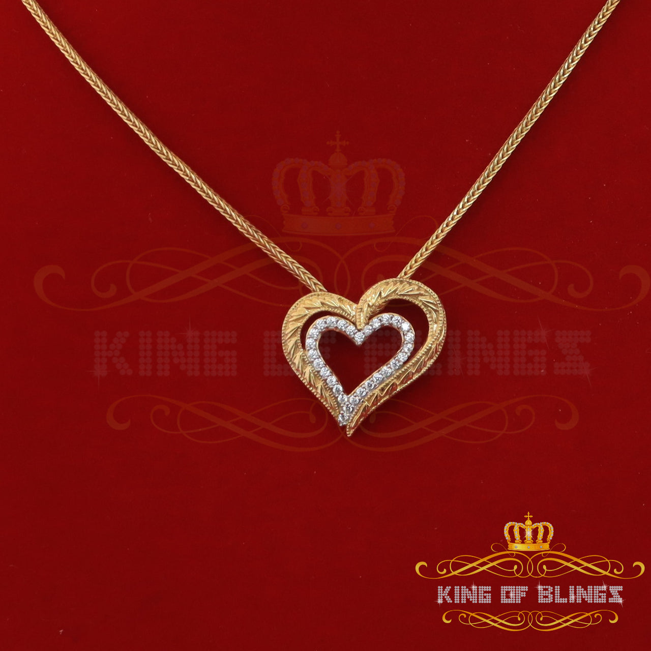 King Of Bling's Promise Yellow 925 Sterling Silver 'HEART 'Shape Pendant 0.87ct Cubic Zirconia