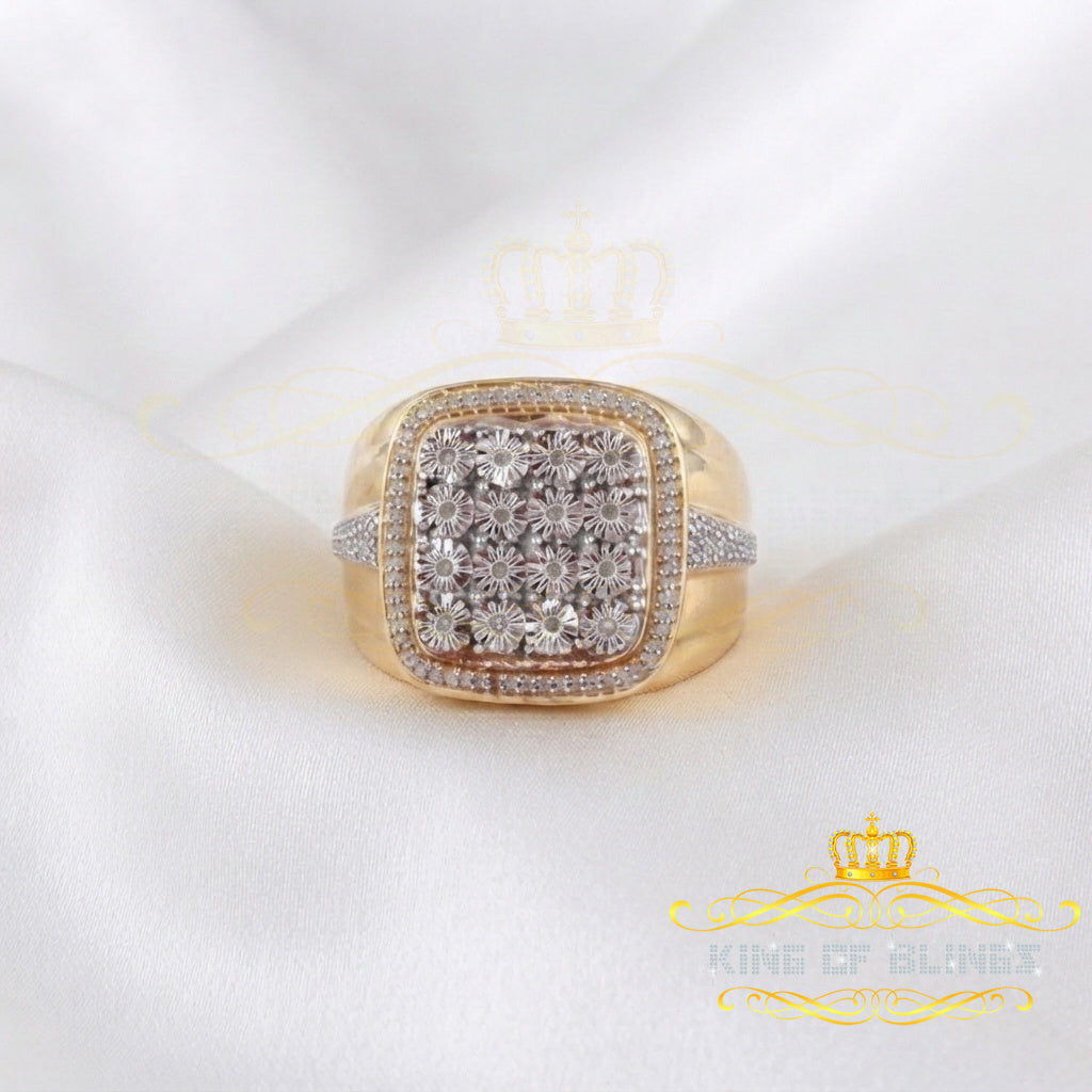 King Of Bling's Trendy Big Mirage set Real Diamond 0.50ct Yellow Silver Square Mens Ring Size 10 King of Blings