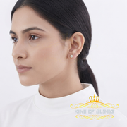 King of Blings-925 Sterling Silver Yellow 0.05ct Diamond For Men's & Women's Floral Earrings KING OF BLINGS
